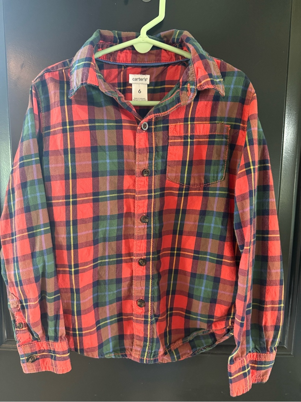 Carter's Red and Green Plaid Button-Down Shirt